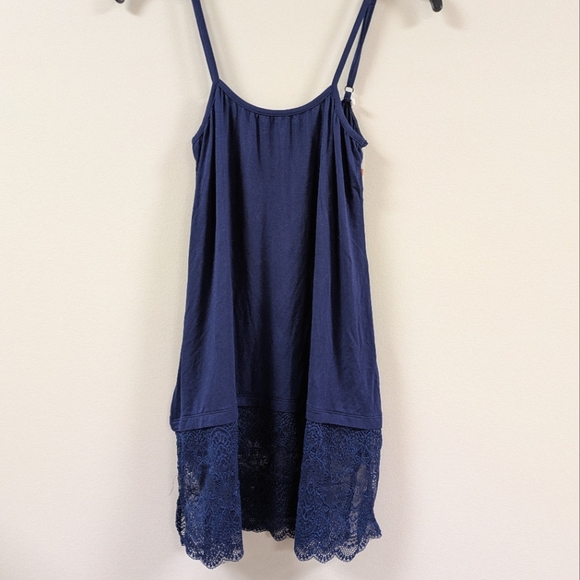 Navy Blue Lace Trimmed Cami - Picture 1 of 4